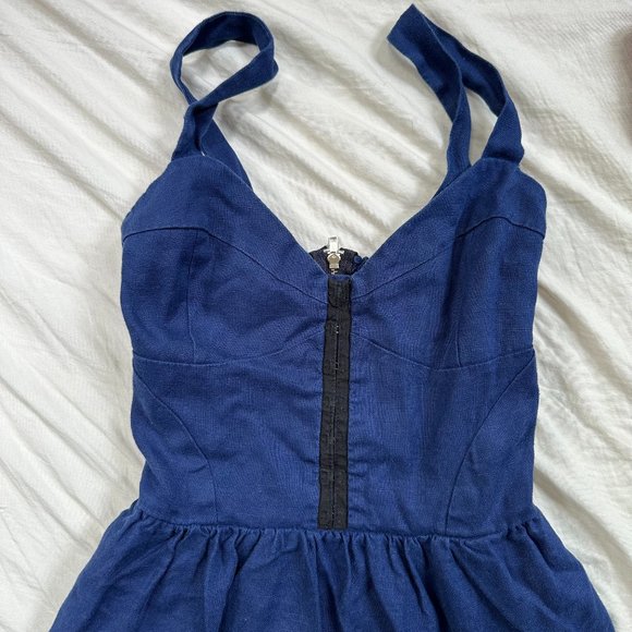 Reformation Dolci Linen Dress Navy 0 - Picture 4 of 4